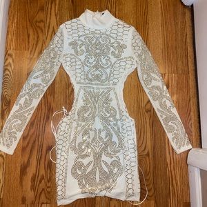 White long sleeve sparkly dress